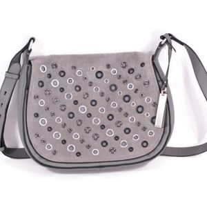 Vince Camuto Gray Leather & Suede Shoulder Bag